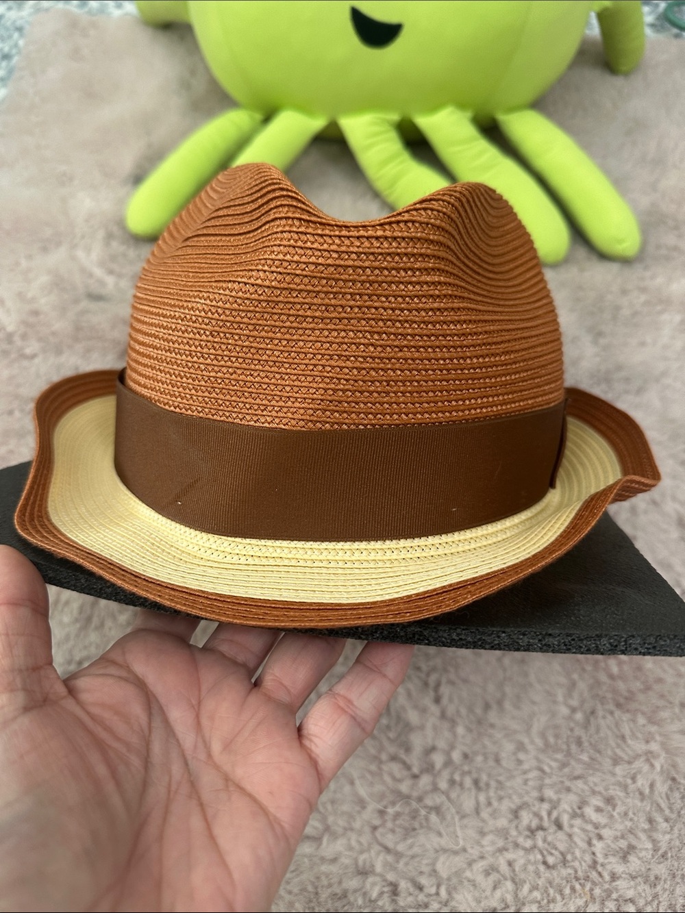 Dobbs Fifth Avenue Men's Two-Tone Brown & Cream Straw Fedora Hat